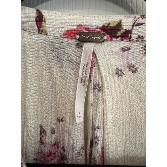 Free People Tree Swing Tunic Dress Cream Floral Boho Oversized Small - Picture 8 of 8